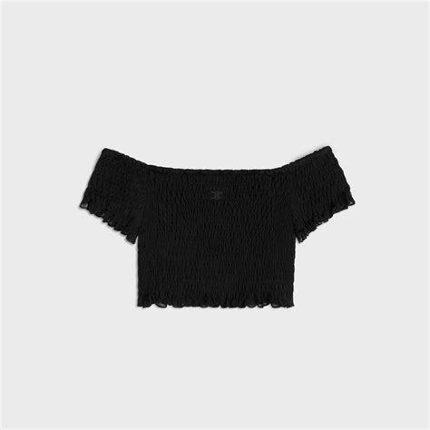 triomphe crop top in gauffered silk 